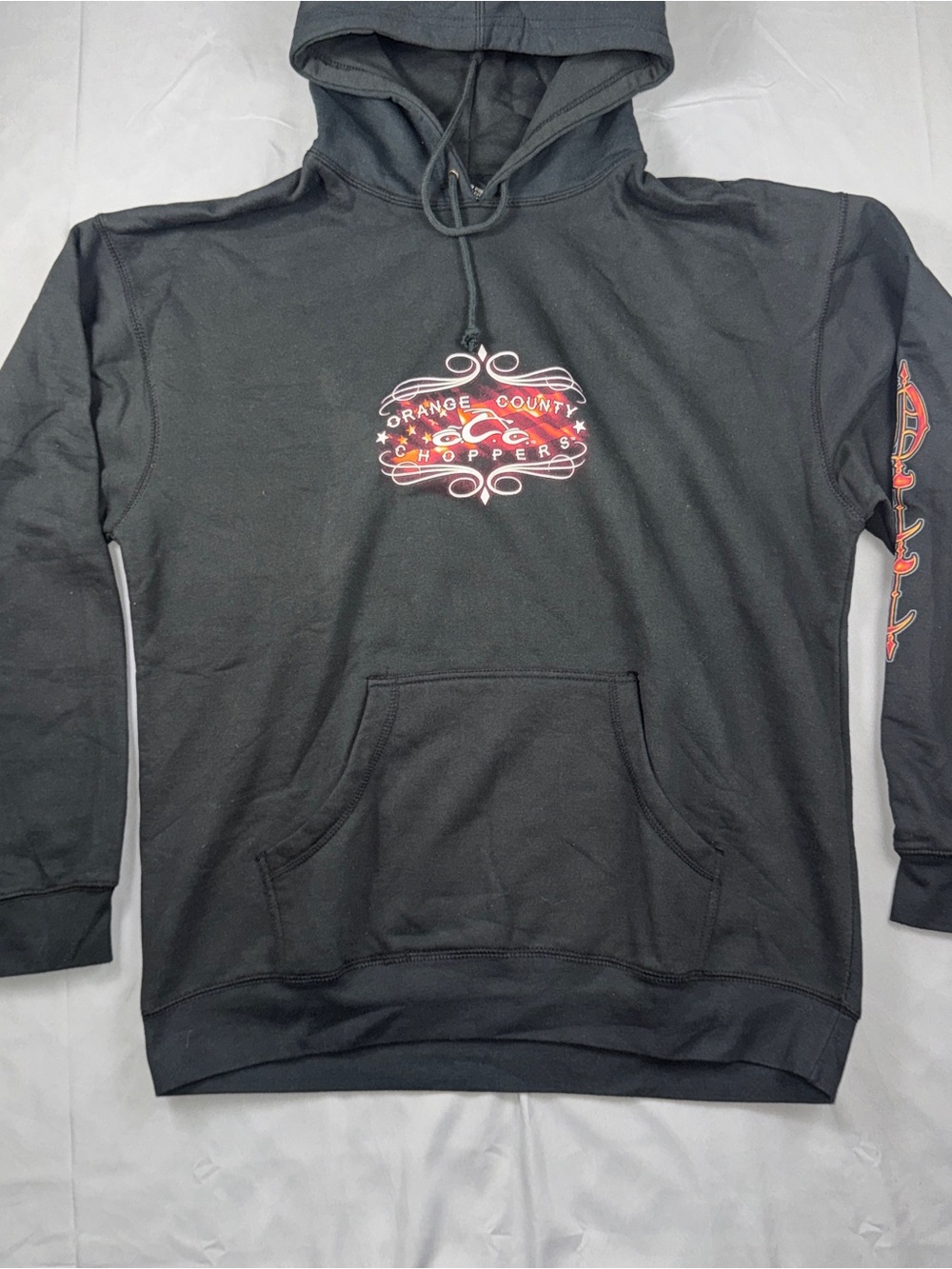 Orange County Choppers Hoodie Mens Large Black Pullover OCC Graphic Biker Moto